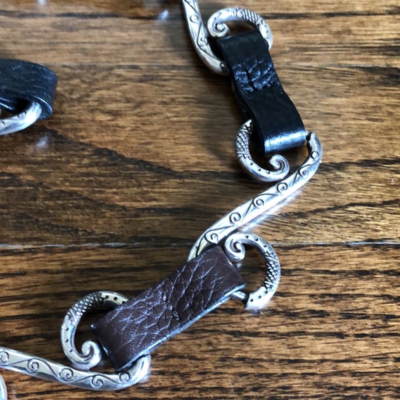 Brighton, Black & Brown Leather and Silver Adjustable Belt! main image 4